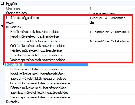 ATS Advanced: Ütemezés beállításai