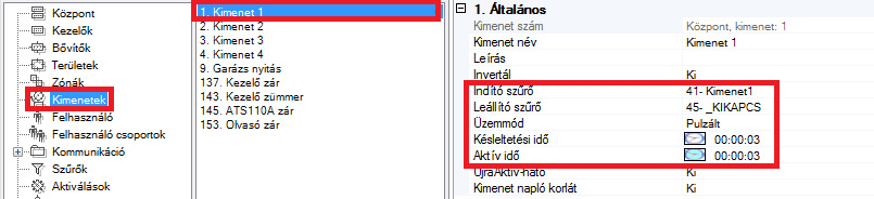 ATS Advanced - kimenet 1 konfiguráció