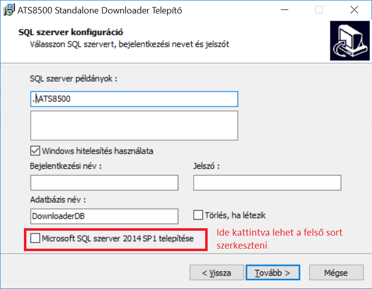 ATS8500 szerver konfiguráció