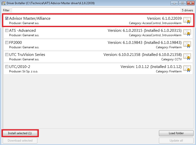 ATS8600 Advisor Master installálás